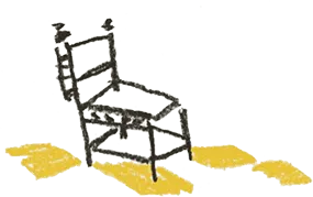 Stylised sketch of a chair in Yellow Door Bistro