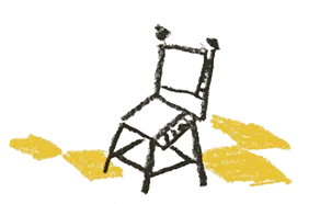 Stylised sketch of a chair in Yellow Door Bistro
